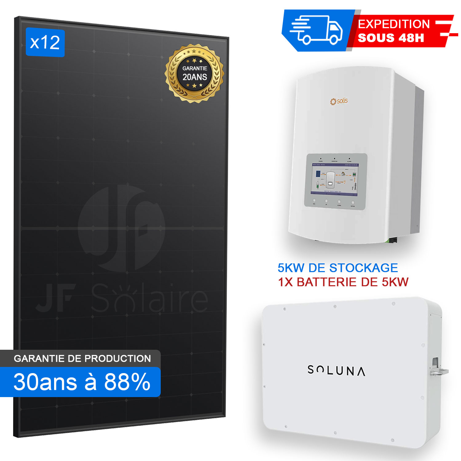 Kit panneaux solaires 6000wc avec batterie 5Kw